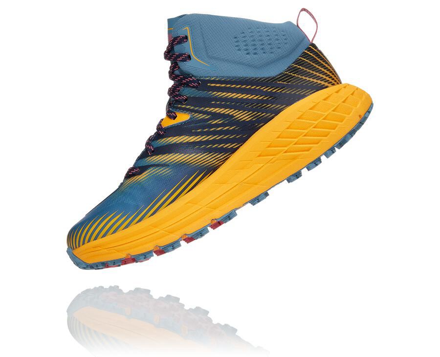 Hoka One One Womens Trail Shoes - Speedgoat Mid GORE-TEX 2 - Blue - ESIA17286
